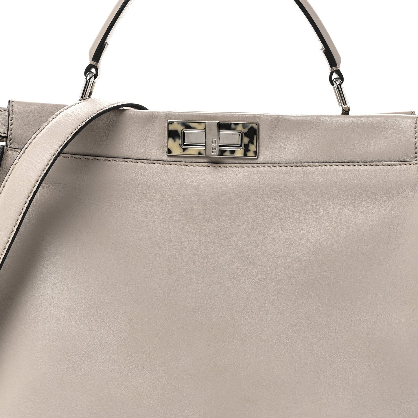 Vitello Seta Plexiglass Granite Large Peekaboo Iconic Satchel Polvere
