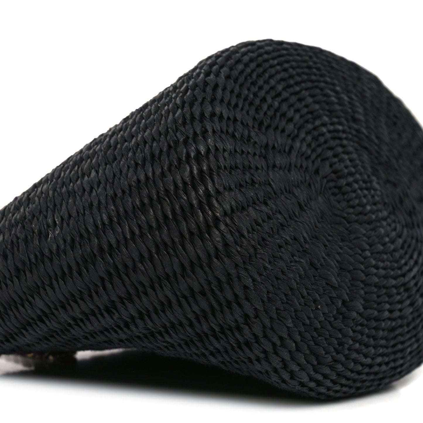 X MIFUKO Raffia Calfskin Mini Chain Basket Black