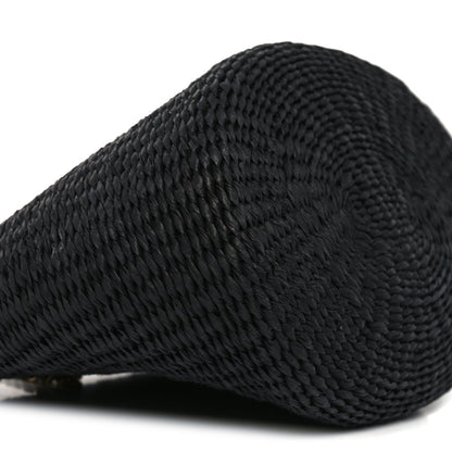 X MIFUKO Raffia Calfskin Mini Chain Basket Black