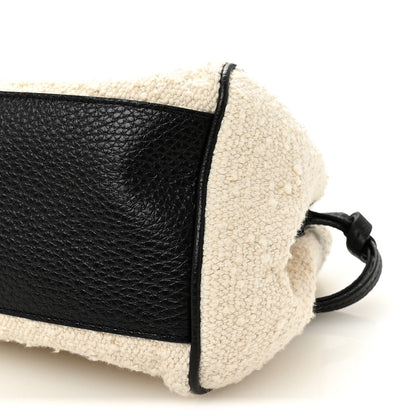 Grained Calfskin Boucle Urban Essentials Small Shopping Bag Ecru Black