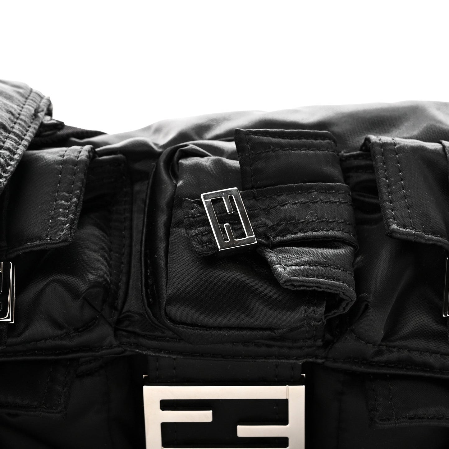 Econyl Cuoio Romano Multipocket Baguette Black