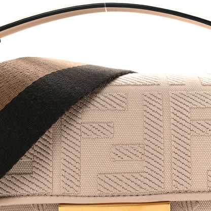 Canvas Vitello King Bi-Color Strap FF Embroidered Mini Baguette Poudre
