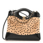 Shiny Lambskin Pony Hair Cheetah Printed Mini 31 Shopping Bag Light Beige Black