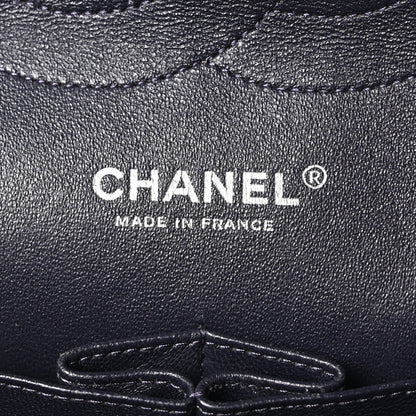 Lambskin Quilted Jumbo Double Flap Navy