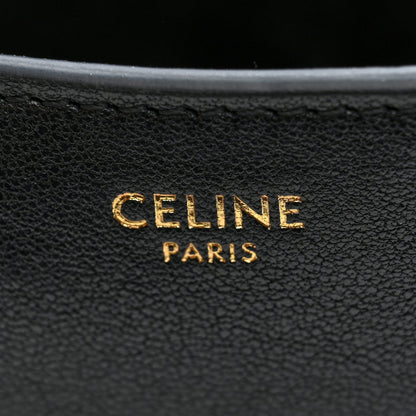 Shiny Lambskin Soft Triomphe Little Half Moon Bag Black