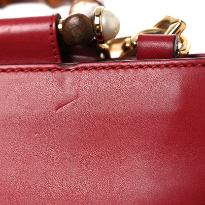Nappa Bamboo Web Small Nymphaea Top Handle Bag Hibiscus Red