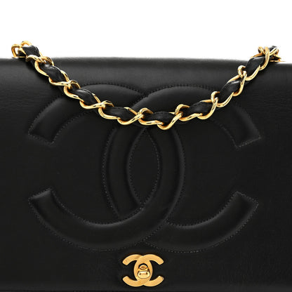 Lambskin Quilted CC Maxi Jumbo Single Flap Black
