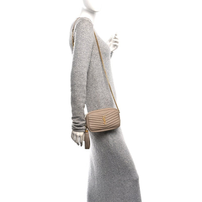 Grain De Poudre Matelasse Monogram Mini Lou Camera Bag Dark Beige