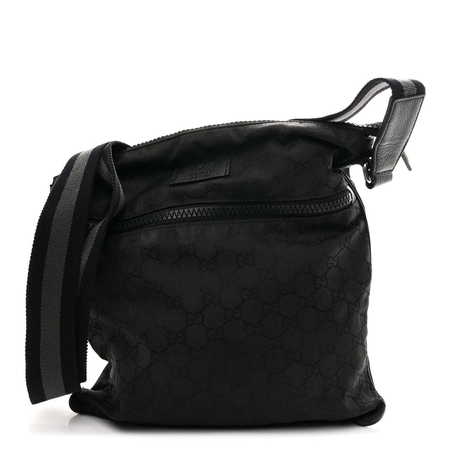 Nylon Monogram Medium Flat Messenger Bag Black