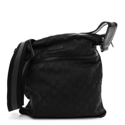 Nylon Monogram Medium Flat Messenger Bag Black