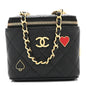 Lambskin Quilted Enamel Coco Casino Mini Vanity Case With Chain Black