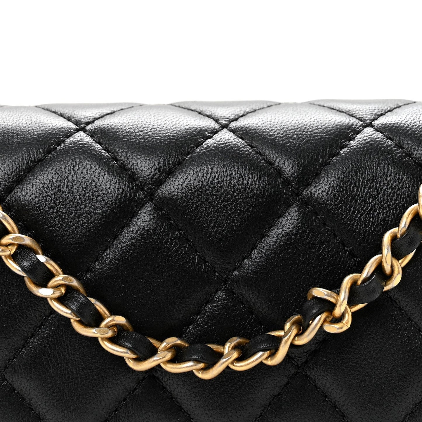 Lambskin Quilted Mini Rectangular Pearl Crush Flap Black