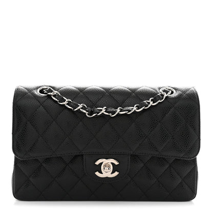 Caviar Quilted Small Double Flap Black
