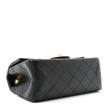 Aged Calfskin Quilted 2.55 Reissue Mini Flap Black