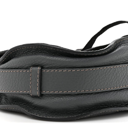 Grained Calfskin Medium Marcie Saddle Bag Iron Grey