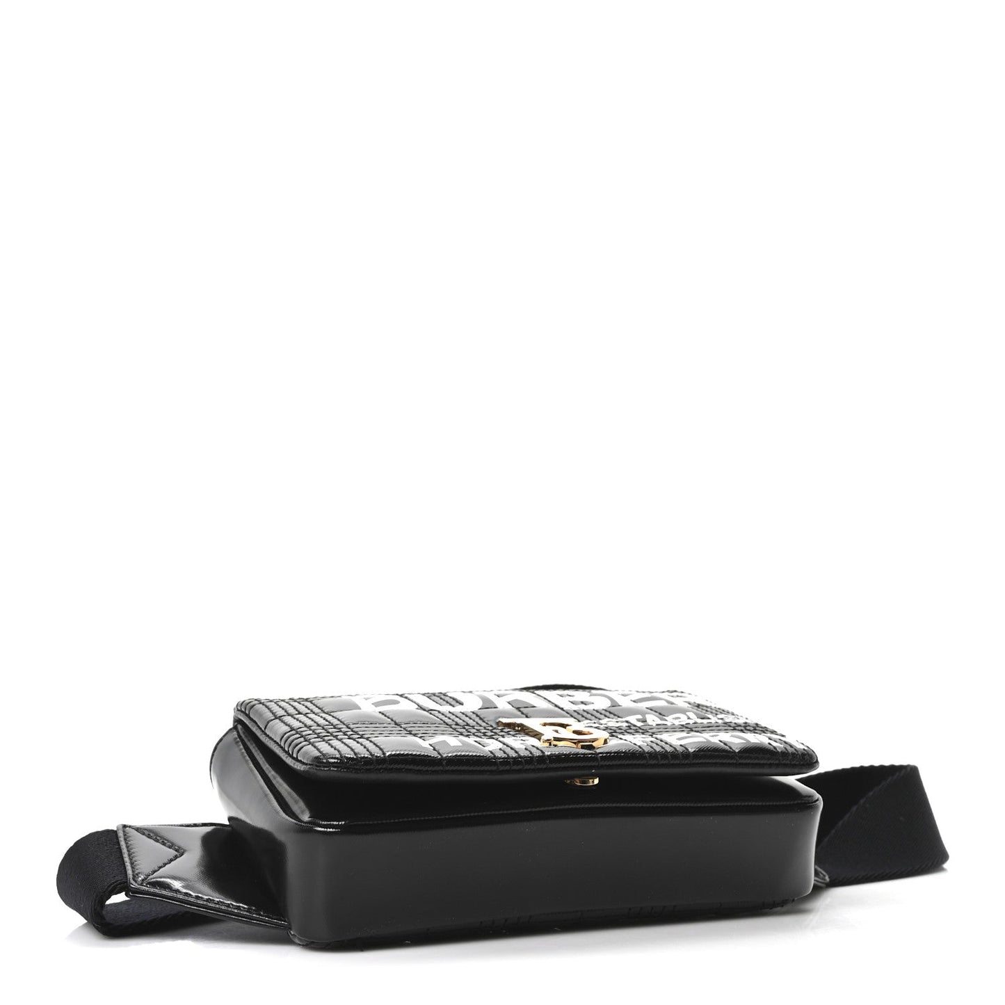 Patent Quilted Horseferry Print Lola Bum Bag Black