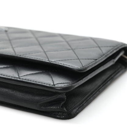 Calfskin Quilted Cambon Wallet on Chain WOC Black
