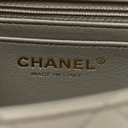Lambskin Quilted Mini Rectangular Flap Grey