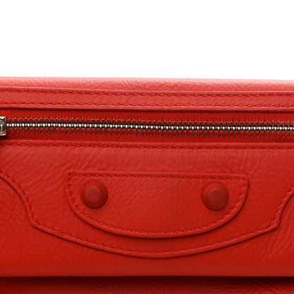 Matte Goatskin Rubber Covered Classic Hardware Envelope Clutch Rouge Ambre