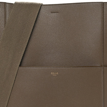 Soft Grained Calfskin Sangle Bucket Bag Taupe