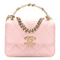Lambskin Quilted Pick Me Up Clutch With Chain Pink