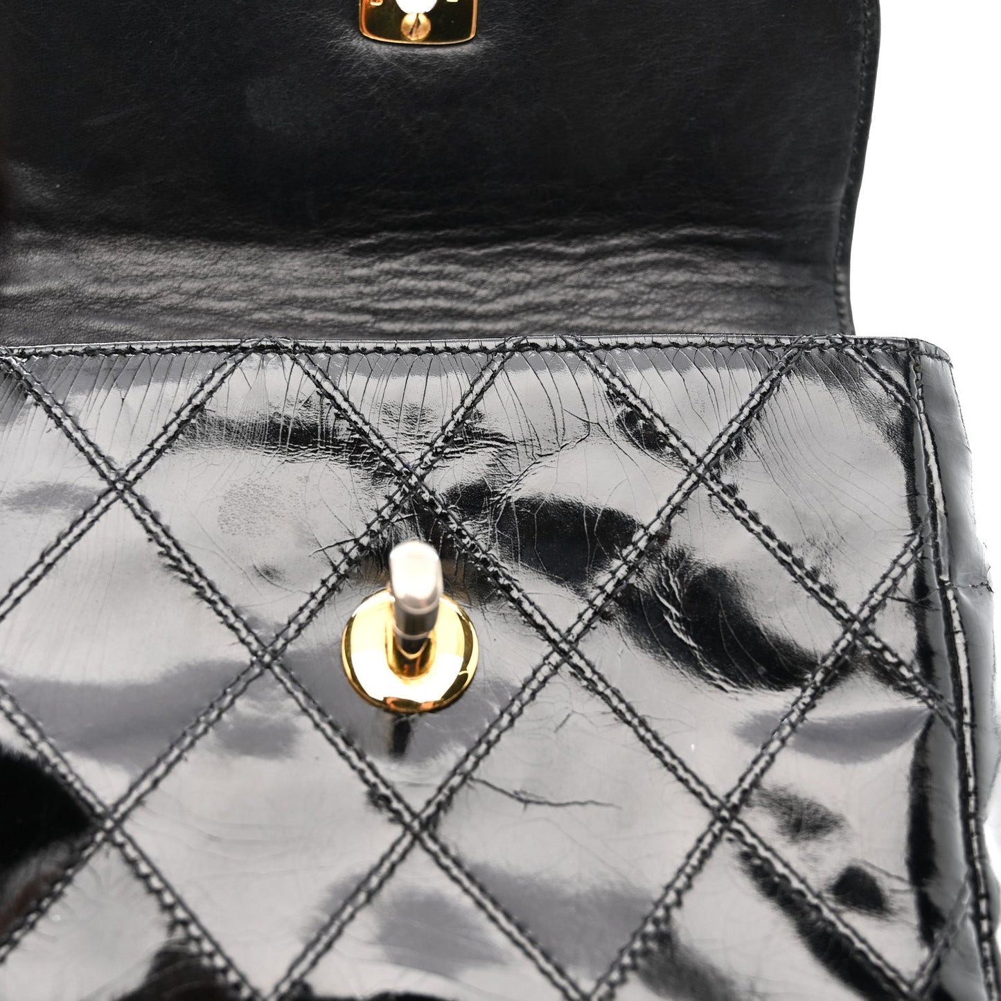 Patent Flap Waist Belt Bag Black