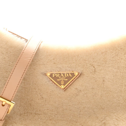 Shearling Arque Shoulder Bag Ecru Noisette