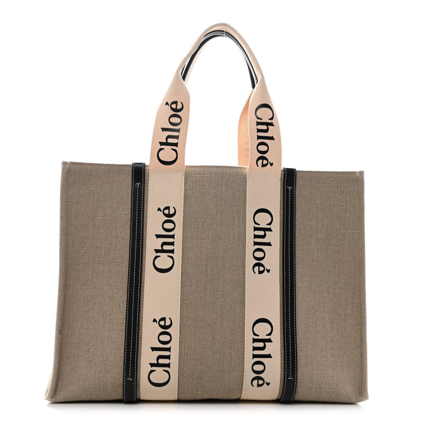 Cotton Calfskin Large Woody Ribbon Tote White Blue