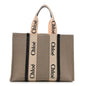 Cotton Calfskin Large Woody Ribbon Tote White Blue