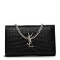 Calfskin Crocodile Embossed Cassandre Wallet On Chain WOC Black
