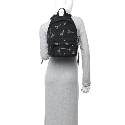 Canvas Crystal Embellished Eiffel Tower Explorer Backpack S Black