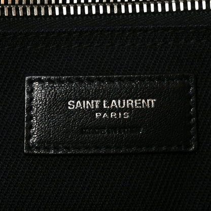Linen Calfskin Rive Gauche North South Tote Black