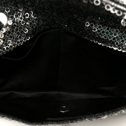 Sequin East West Flap Dark Silver