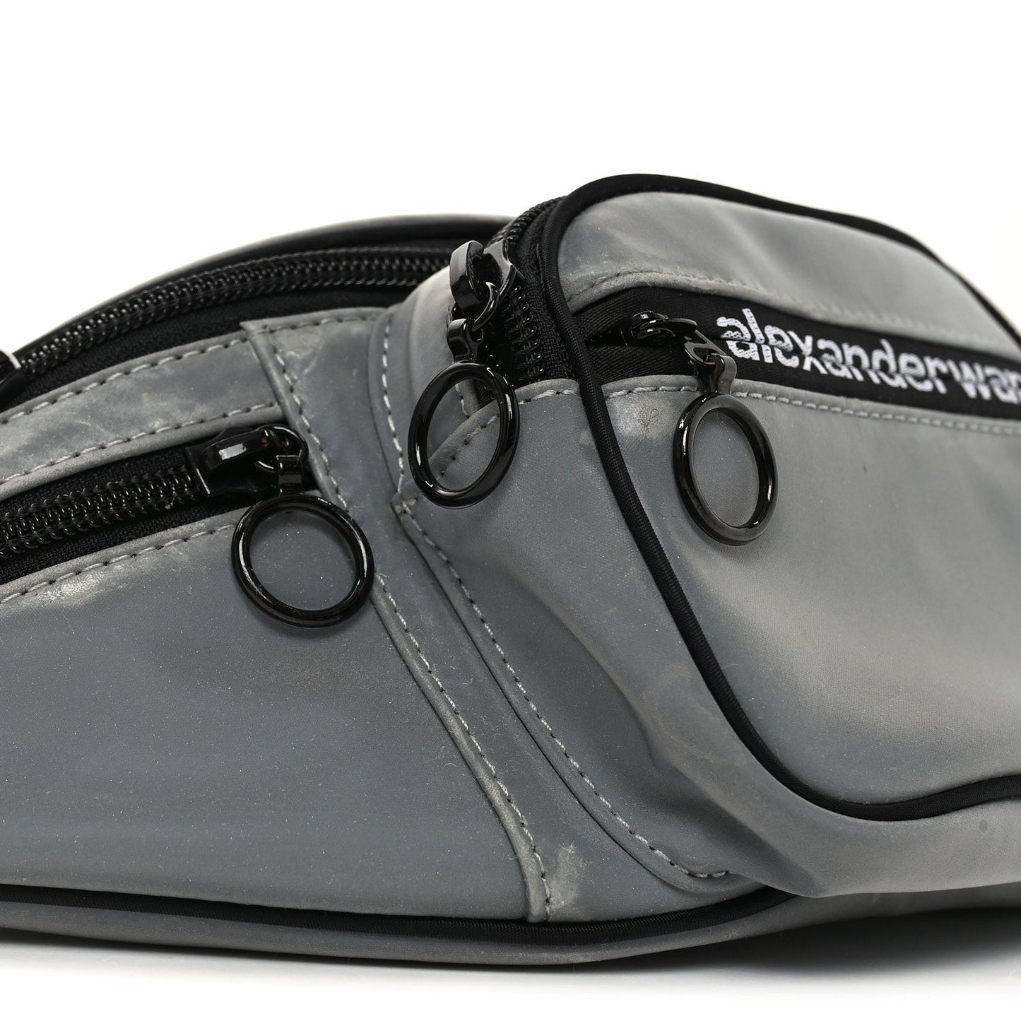 Nylon Logo Printed Attica Belt Bag Reflective Silver