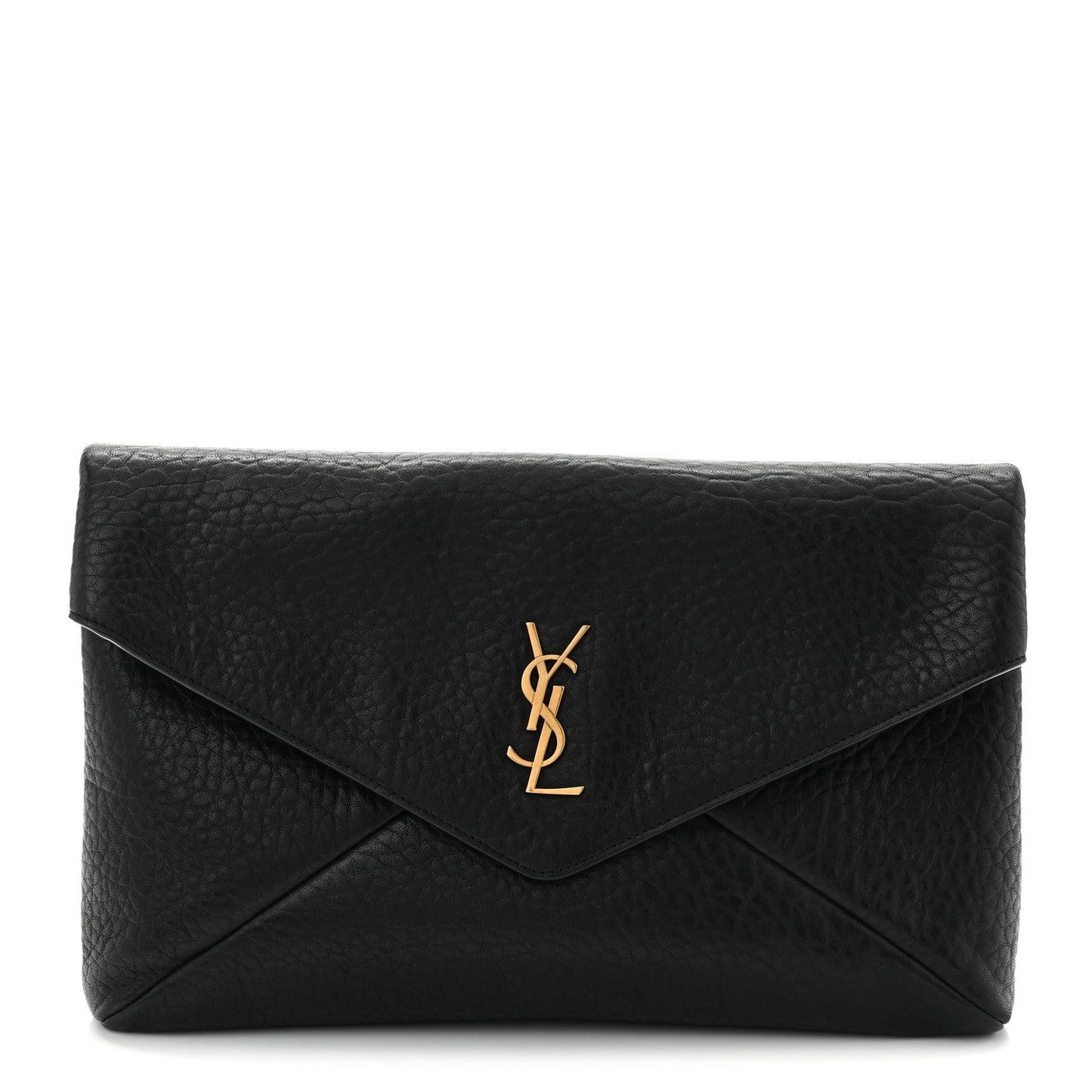Grained Lambskin Cassandre Envelope Pouch Black
