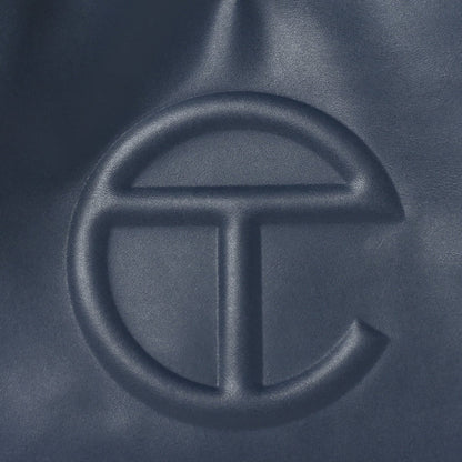 Vegan Leather Medium Shopping Bag Navy