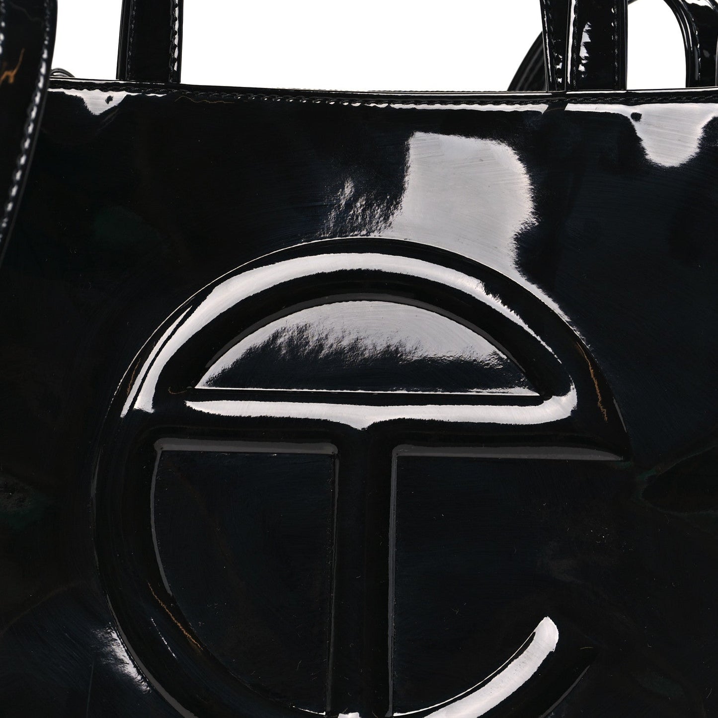 Patent Vegan Leather Shmedium Shopping Bag Black