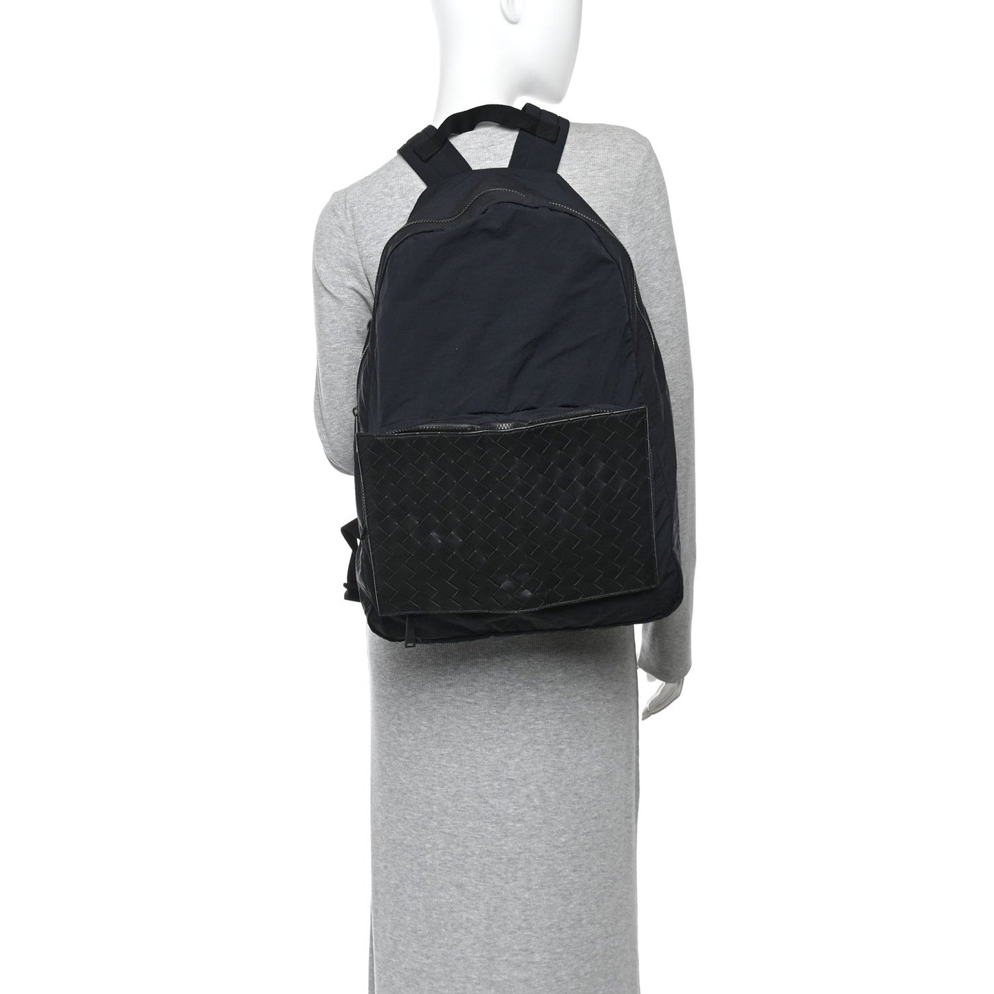 Nappa Nylon Intreccio Packable Backpack Black