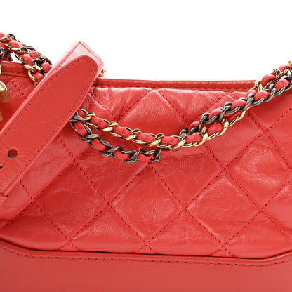 Aged Calfskin Quilted Small Gabrielle Hobo Pink