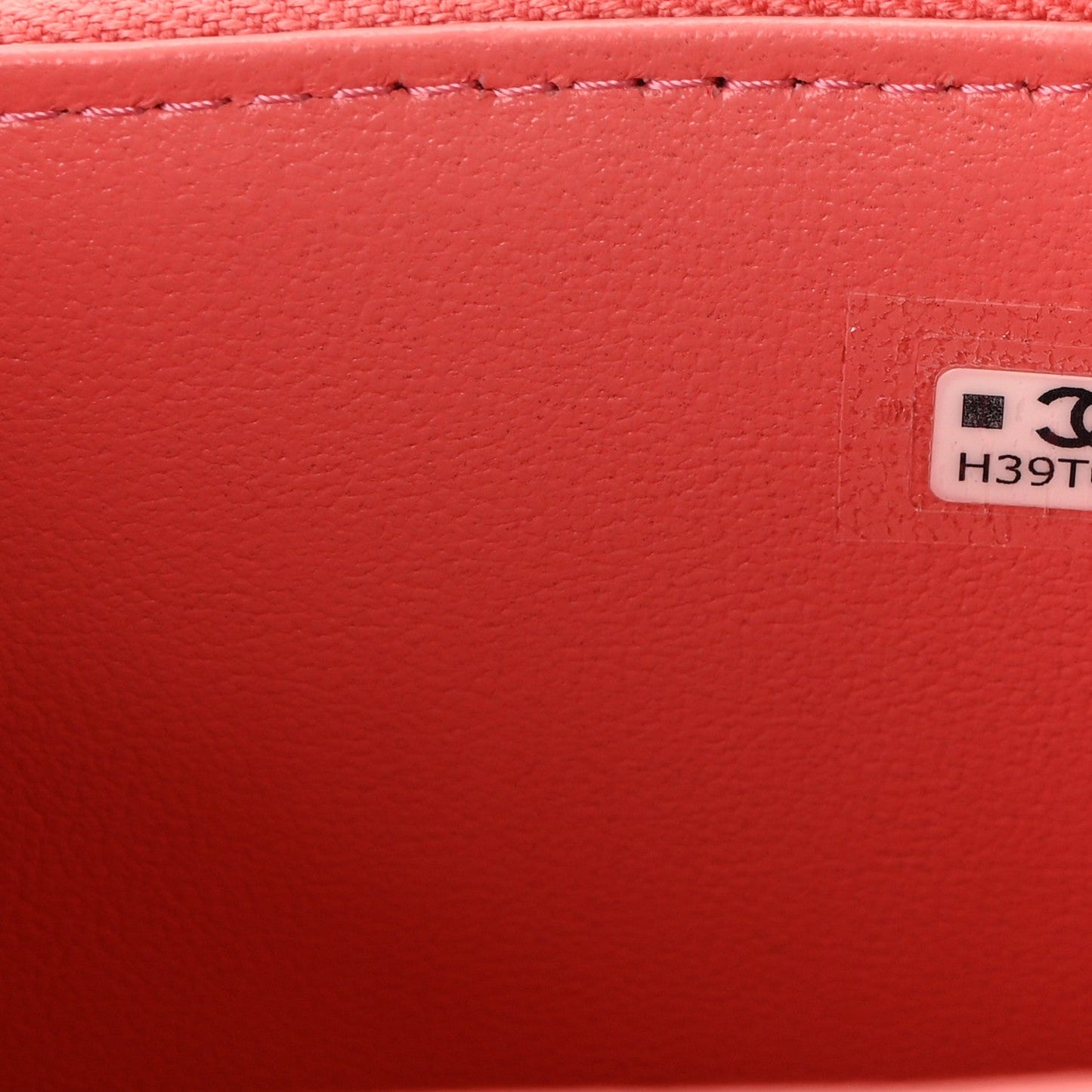 Lambskin Quilted Crystal Top Handle Mini Vanity Case With Chain Coral