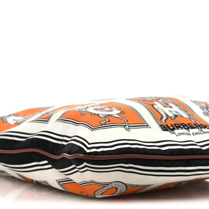 Satin Mythical Alphabet Drawstring Pouch Orange Black White