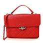 Grained Calfskin Quilted Large CC Box Flap Red