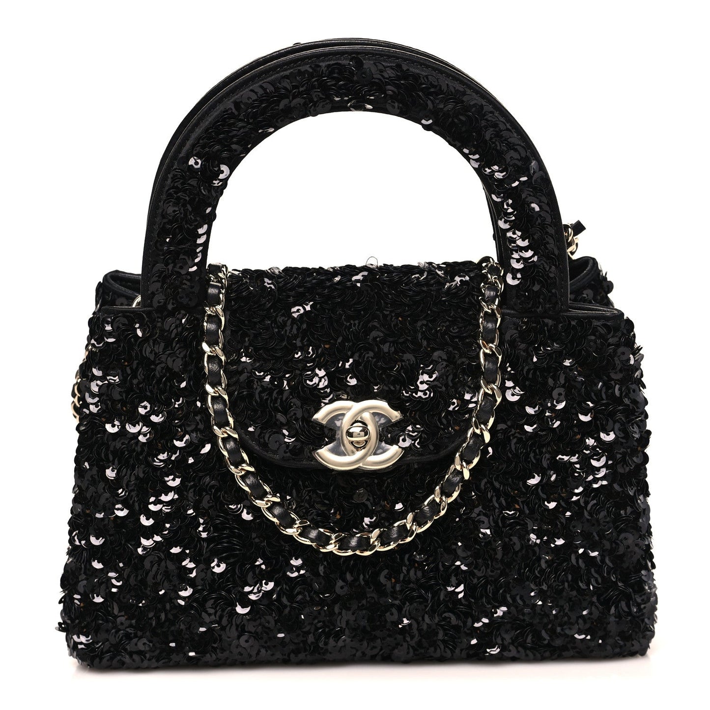 Sequin Nano Kelly Shopper Black