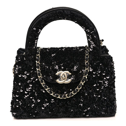 Sequin Nano Kelly Shopper Black