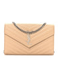 Grain De Poudre Matelasse Chevron Monogram Chain Wallet Nude Powder