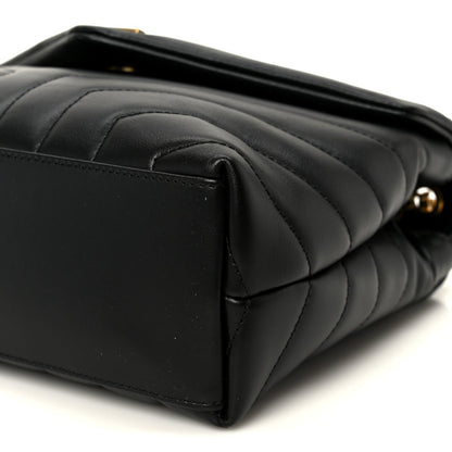 Calfskin Y Quilted Monogram Small Loulou Chain Satchel Black