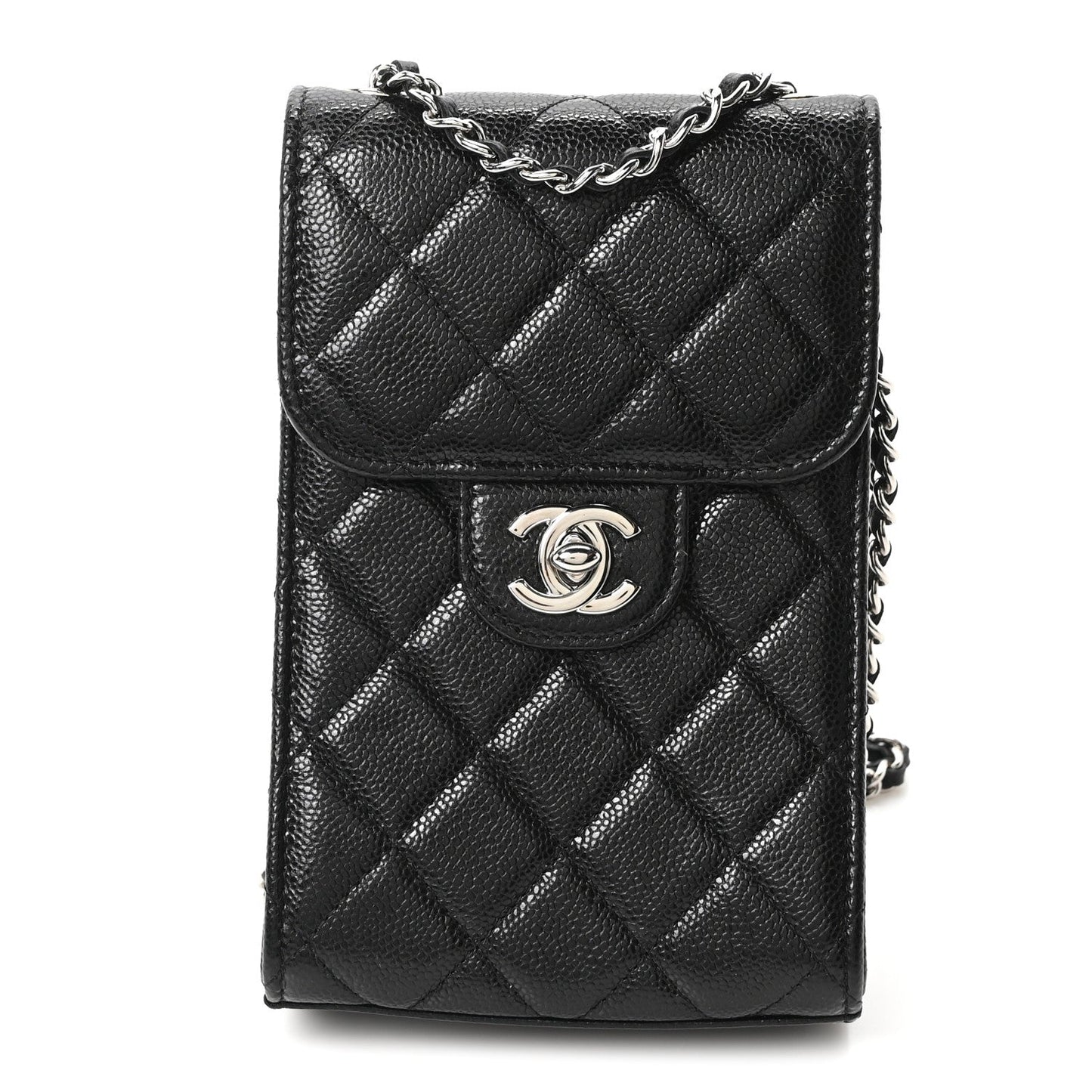 Caviar Quilted Classic Phone Holder Black