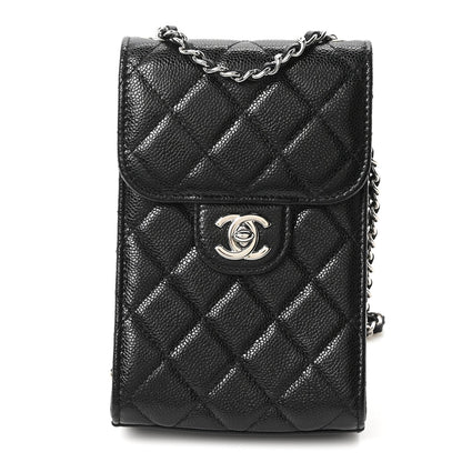 Caviar Quilted Classic Phone Holder Black