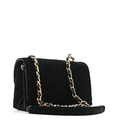 Velvet Strass Diamond Lock Flap Black