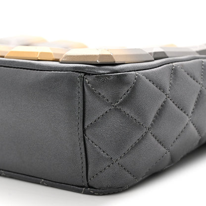 Metallic Lambskin Plexiglass Evening Art Camera Case Silver